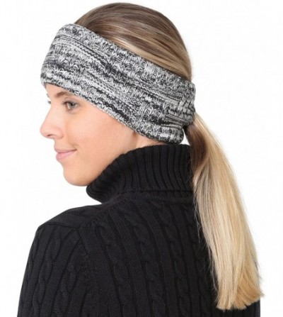 Cold Weather Headbands Women's Space Dye Knit Ponytail Headband - black & white - CP11V8YZY0Z