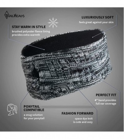 Cold Weather Headbands Women's Space Dye Knit Ponytail Headband - black & white - CP11V8YZY0Z