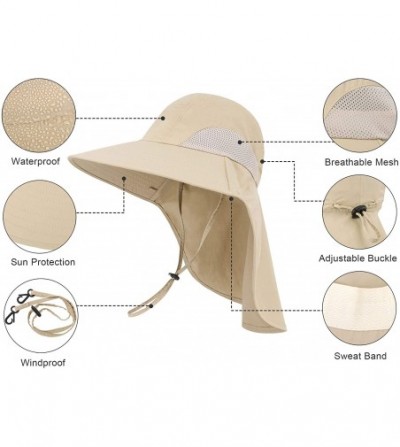 Sun Hats Men/Womens Foldable Flap Cover UPF 50+ UV Protective Wide Brim Bucket Sun Hat - Unisex_dark Khaki - CO192ER2D6R