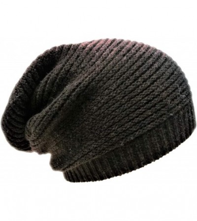 Skullies & Beanies Wool Warm Winter Fashion Slouchy Beanie Hat for Men and Women - Brown - CT18LES9S5D