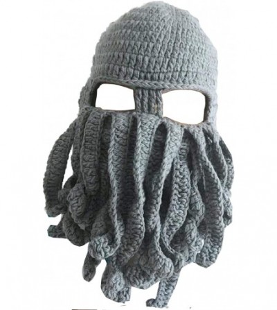 Skullies & Beanies Knit Beard Octopus Hat Mask Beanies Handmade Funny Party Caps with Wig Hair Winter - CW1855IDEOH