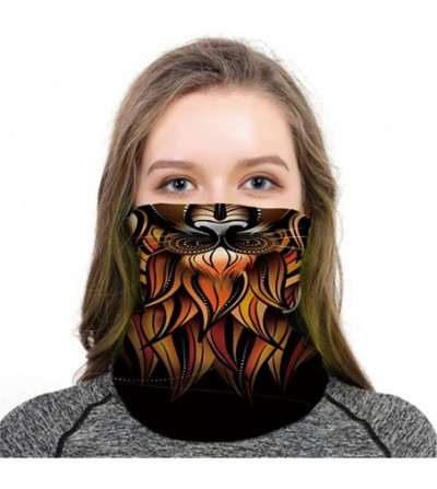 Balaclavas Cool Wolf Lion Print Bandana Balaclava Face Mask Neck Gaiter Scarf Headband for Men Women - Vintage Animal - C5197...