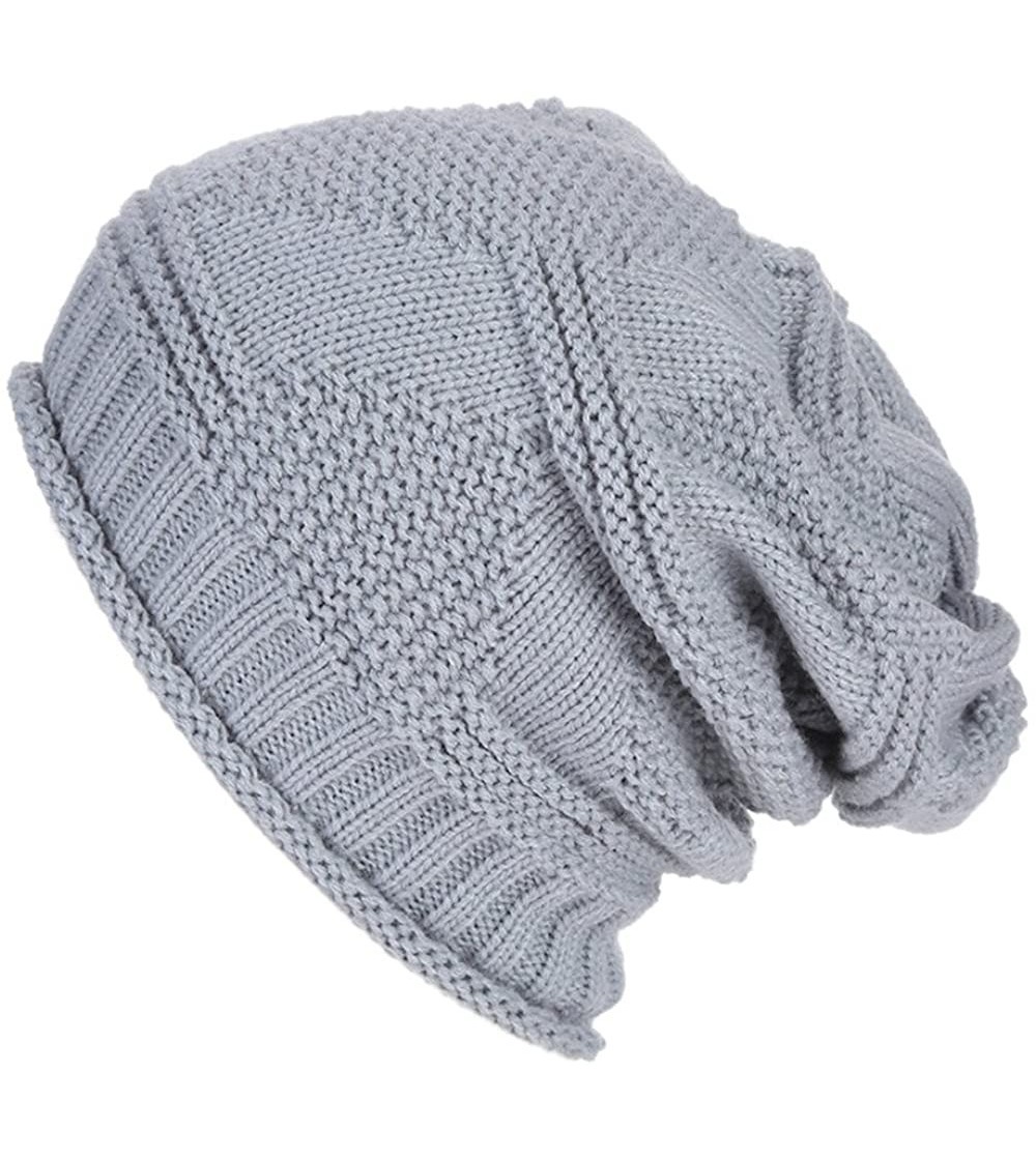 Skullies & Beanies 2018 Winter Women Crochet Hat Wool Knit Beanie Warm Caps - Zc-gray - C818LTRYXTW