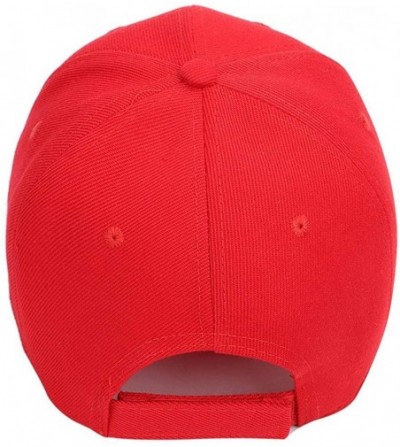 Baseball Caps Women Men Baseball Cap Letter Embroidered Casual Adjustable Sun Hat Baseball Caps - Red - CP195SGHYZC