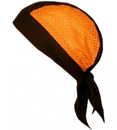 Skullies & Beanies Skull Cap Biker Caps Headwraps Doo Rags - Orange/Black Air Flow - CX12ELHOZMX