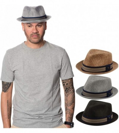 Fedoras Mens Summer Fedora Cuban Style Short Brim Hat - F2805gray - CL18Q98R4LH