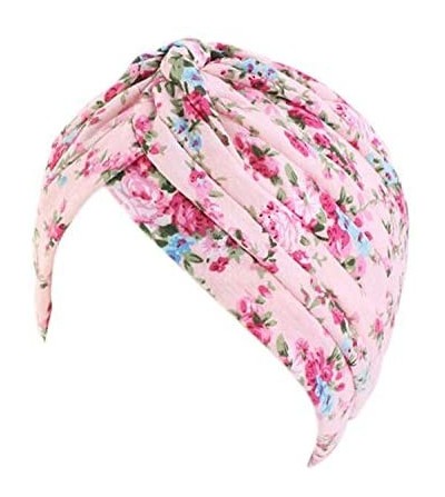 Skullies & Beanies Women's Cotton Turban Head Wrap Cancer Chemo Beanies Cap Headwear Cap Bonnet Hair Loss Hat - Pink - CD18W0...