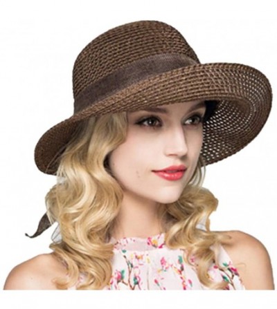 Sun Hats Women's Sun Straw Hat- Big Brim Hat Bowknot Summer Hat Foldable Roll up Floppy Sunhat Beach for Women - CT18RSZ7LQ2