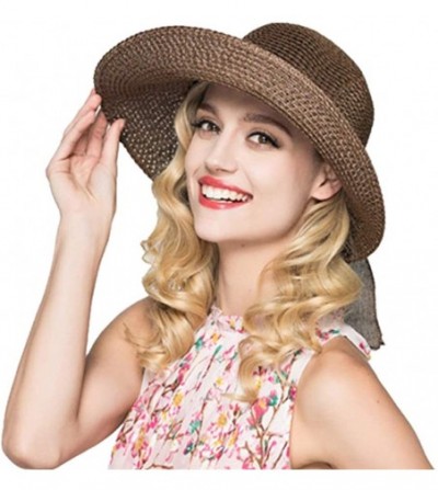 Sun Hats Women's Sun Straw Hat- Big Brim Hat Bowknot Summer Hat Foldable Roll up Floppy Sunhat Beach for Women - CT18RSZ7LQ2