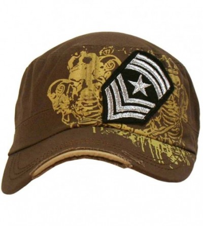 Baseball Caps Cadet Cap Hat with Soldier Rank Patch - Brown - CZ118CIJTC9