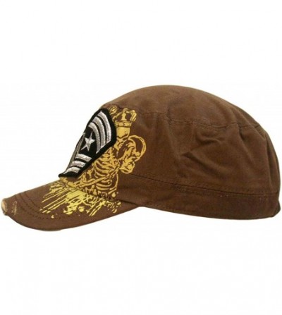 Baseball Caps Cadet Cap Hat with Soldier Rank Patch - Brown - CZ118CIJTC9