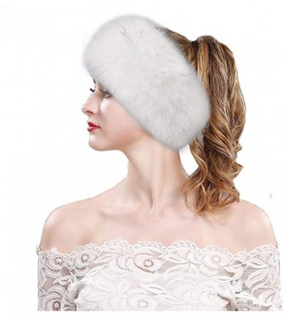 Cold Weather Headbands Women's Faux Fur Headband Elastic Head Warmer Luxurious Earmuff Snow Hat - White With Black Tip - CO19...