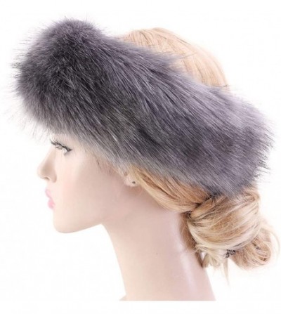 Cold Weather Headbands Women's Faux Fur Headband Elastic Head Warmer Luxurious Earmuff Snow Hat - White With Black Tip - CO19...