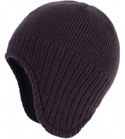 Skullies & Beanies Mens Warm Winter Hats Fleece Lined Earflap Hat Daily Beanie Watch Cap - Dark Grey - C0192N729UI