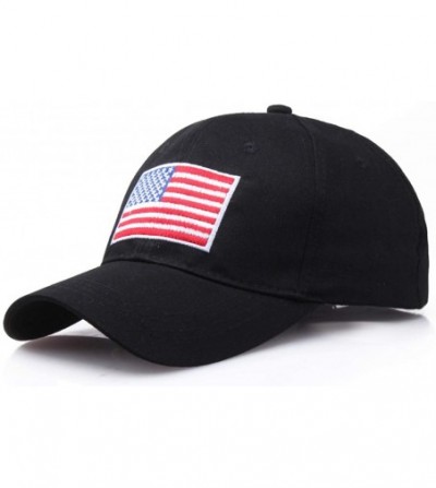Baseball Caps American Flag Embroidered 100% Cotton Adjustable Baseball Cap USA Hat - Usa Hat Red Flag - CR18KX6057L