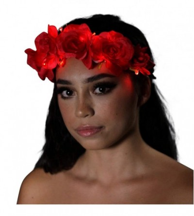 Headbands Light Up Flower Crown (Red Rose) - Red Rose - CI18QI4AKKD
