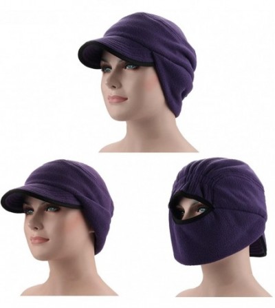 Skullies & Beanies Mens Winter Fleece Earflap Cap with Visor - Light Purple - CG186UEI2SS