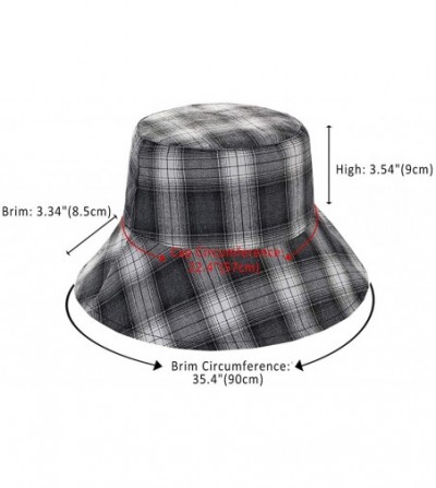 Bucket Hats Plaid Tartan Bucket Hats for Women Vintage Rollable Fisherman Sun Cap - A-blackwhite - CJ18QSMS76D