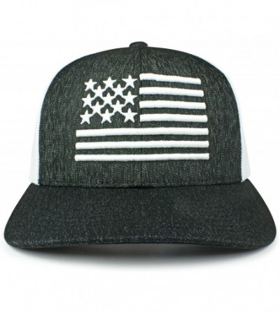 Baseball Caps USA Mesh Trucker Hat (Snapback Baseball Cap) USA Hat - Sun Protection - Blackheather/White - CC18U6Y2ARW