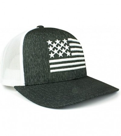 Baseball Caps USA Mesh Trucker Hat (Snapback Baseball Cap) USA Hat - Sun Protection - Blackheather/White - CC18U6Y2ARW