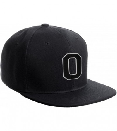 Baseball Caps Classic Snapback Hat Custom A to Z Initial Raised Letters- Black Cap White Black - Initial O - CG18G4KH6TX