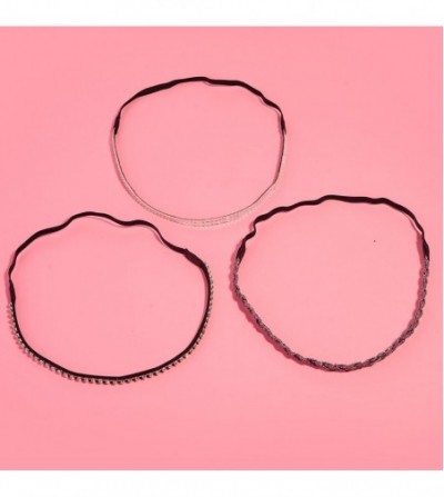 Headbands Pave Crystal Metallic Black Woven Stretch Headband Set - CS127M2ZG77