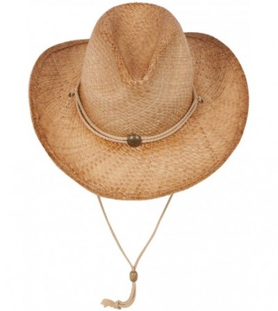 Cowboy Hats Outback Tea Stained Raffia Straw Hat - Tan - CT189K7DEYY