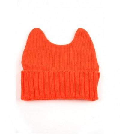 Skullies & Beanies Women's Winter Knit Bunny Ear Beanie 335HB - Orange - CC11F8Y0EGZ