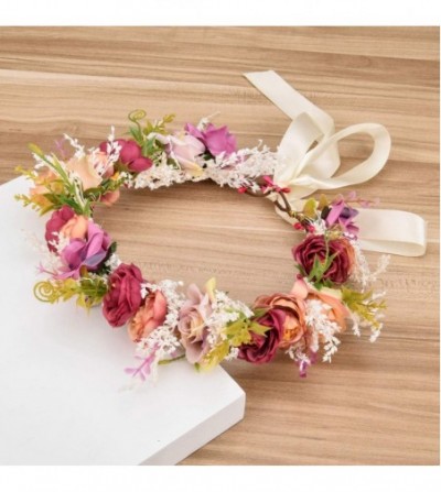 Headbands Handmade Rose Flower Wreath Crown Halo for Wedding Festivals - A - CM193ZZSNSM