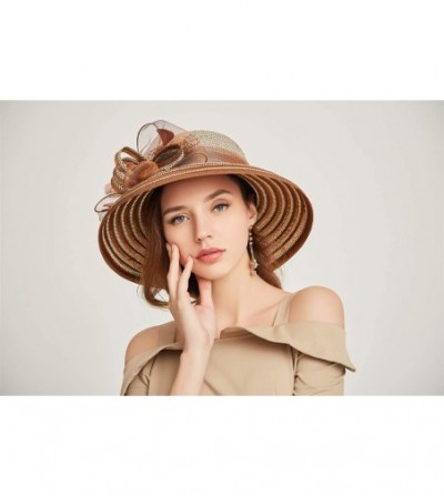 Sun Hats Womens Elegant Spring Summer Seaside Brim Sun Hat - 2-coffee - CG18OWMMZ9N