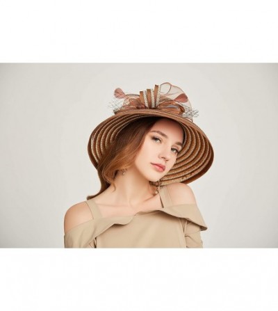Sun Hats Womens Elegant Spring Summer Seaside Brim Sun Hat - 2-coffee - CG18OWMMZ9N