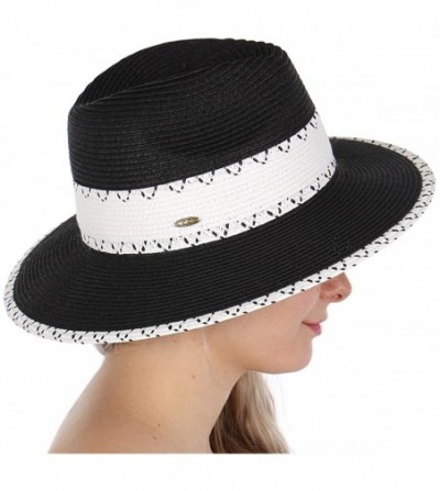 Sun Hats Beach Sun Hats for Women Large Sized Paper Straw Wide Brim Summer Panama Fedora - Sun Protection - CB18RG3ZUQX
