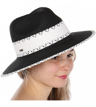 Sun Hats Beach Sun Hats for Women Large Sized Paper Straw Wide Brim Summer Panama Fedora - Sun Protection - CB18RG3ZUQX