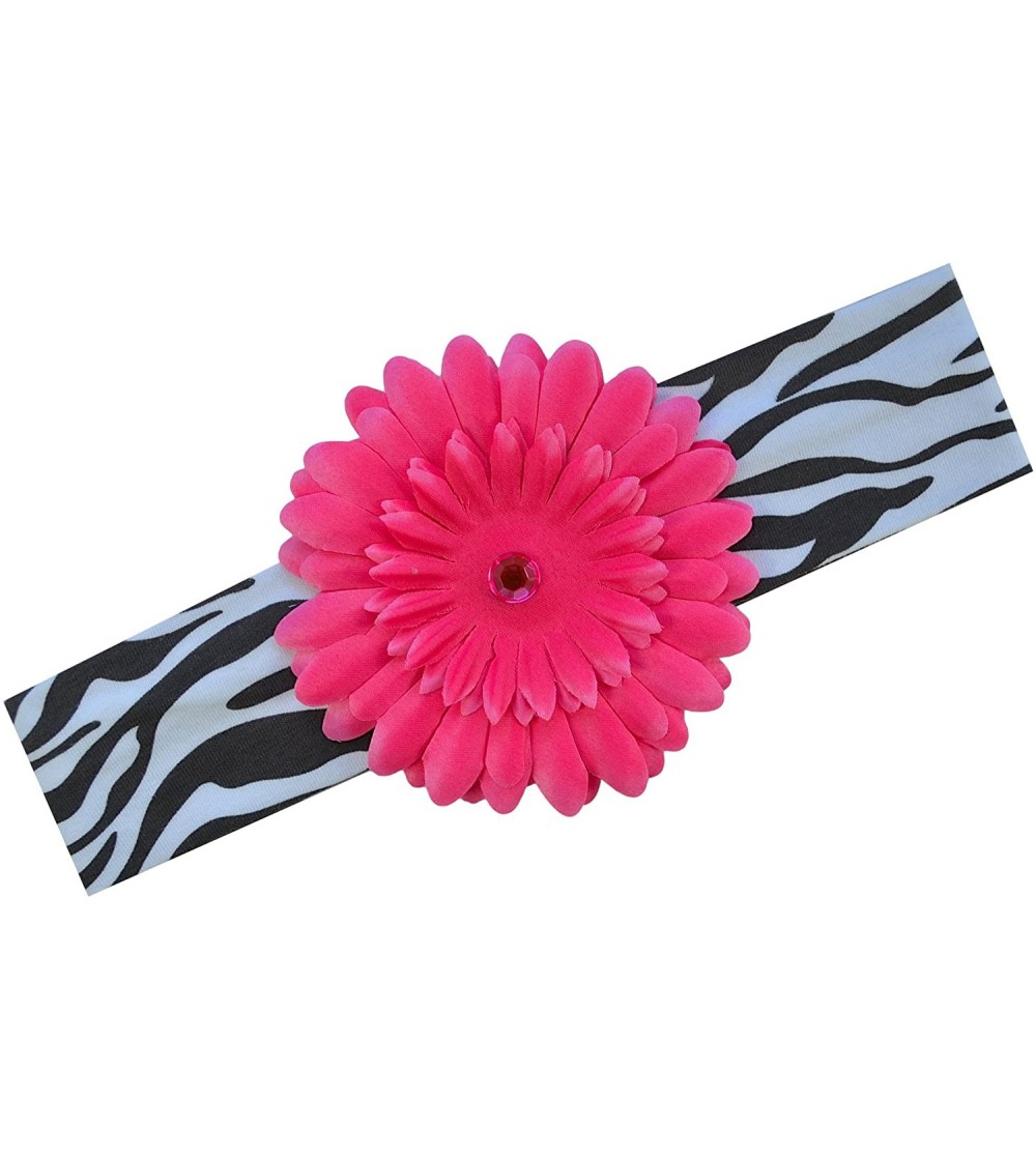 Headbands Girls Gerber Daisy Stretch Headband - Hot Pink Zebra - C311NH4IDTN