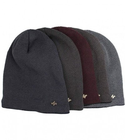 Skullies & Beanies Men Winter Skull Cap Beanie Large Knit Hat with Thick Fleece Lined Daily - F - Coffee - C618ZD602KA