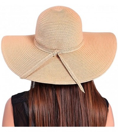 Sun Hats Sun Visor Hat Wide Brim Cap Floppy Foldable Beach Straw Hats for Women - Khaki - CE12K28HRB1