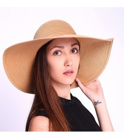 Sun Hats Sun Visor Hat Wide Brim Cap Floppy Foldable Beach Straw Hats for Women - Khaki - CE12K28HRB1