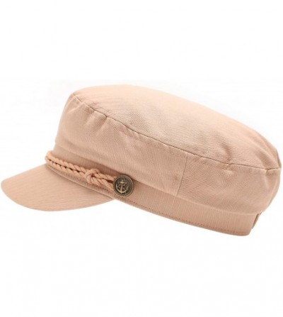 Newsboy Caps Women's 100% Cotton Mariner Style Greek Fisherman's Sailor Newsboy Hats with Comfort Elastic Back - Indi Pink - ...