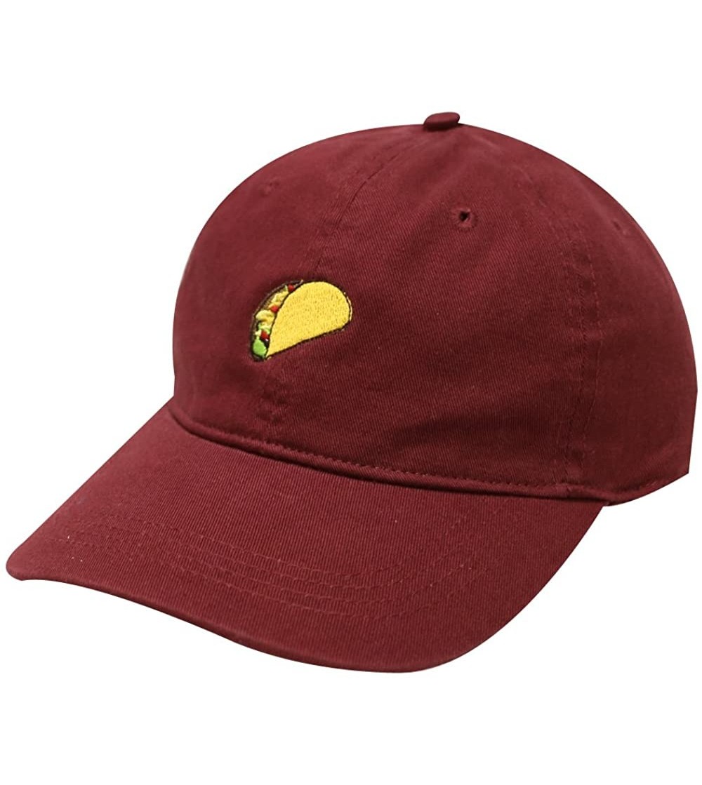 Baseball Caps Taco Emoji Cotton Baseball Cap Dad Hats - Burgundy - CN12M0SR63F