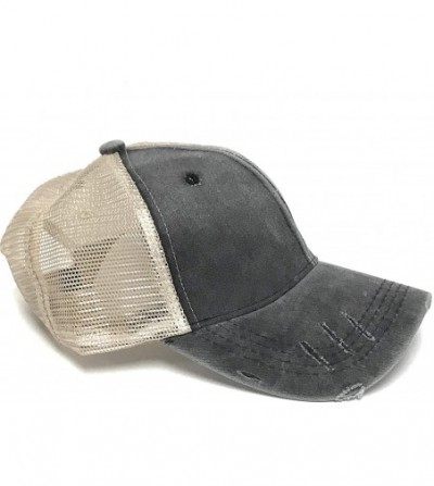 Baseball Caps Adult Men's Women's Blank Distressed Trucker Hat Baseball Cap Black Tan Plain Vintage - Black/Tan Hat - Blank -...
