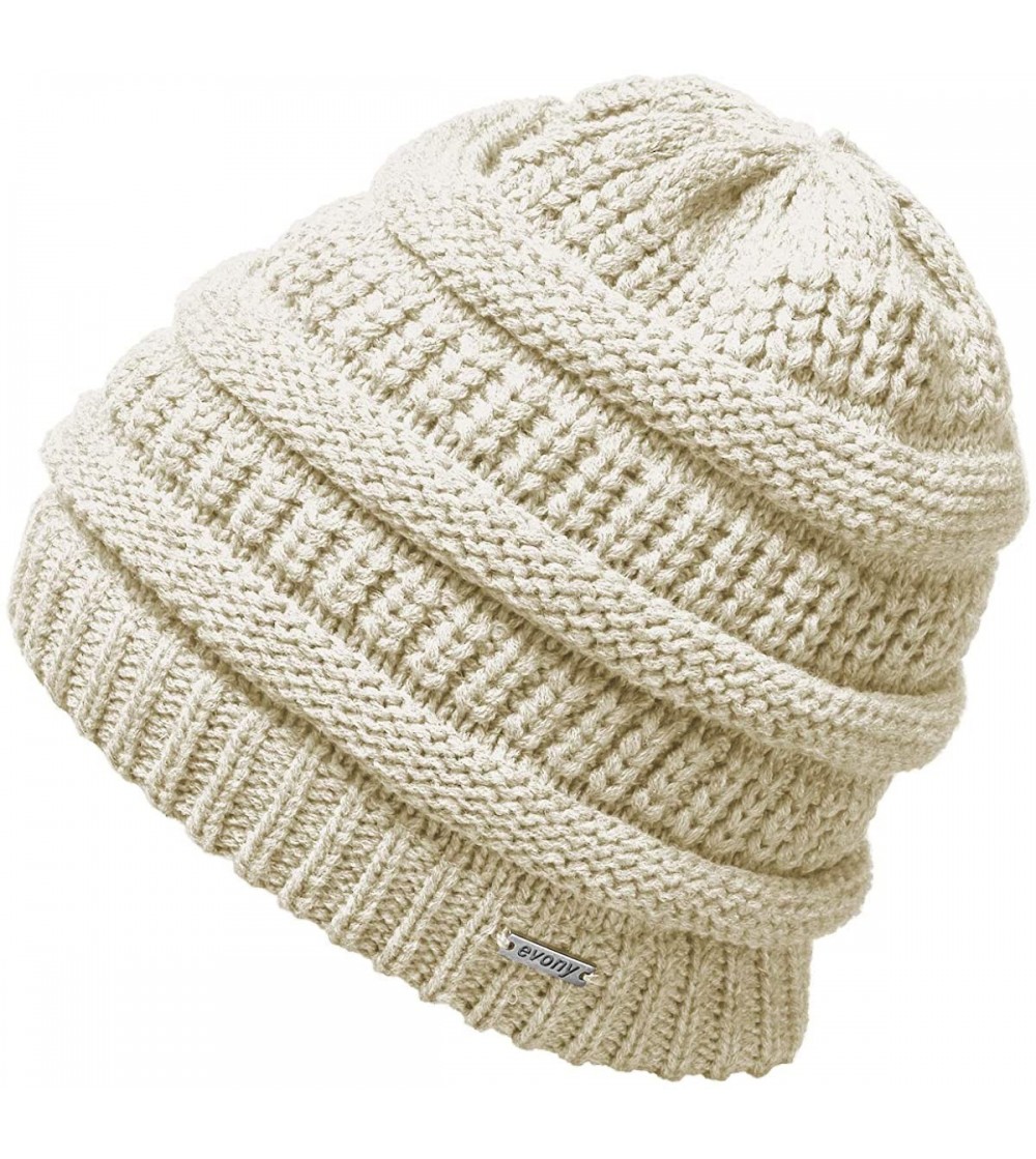 Skullies & Beanies Knitted Beanie Hat for Women & Men - Deliciously Soft Chunky Beanie - Cream - CY194E73W53