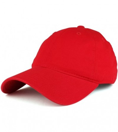 Baseball Caps Low Profile Vintage Washed Cotton Baseball Cap Plain Dad Hat - Red - C41864UG5NQ