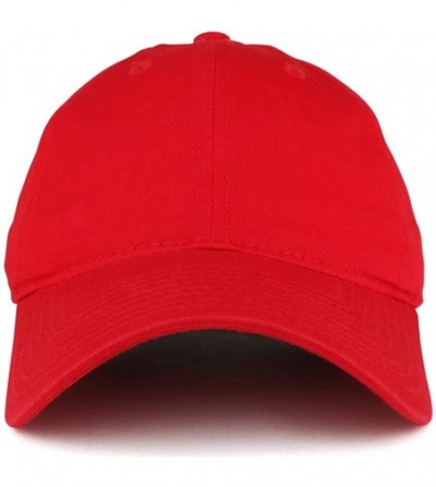 Baseball Caps Low Profile Vintage Washed Cotton Baseball Cap Plain Dad Hat - Red - C41864UG5NQ
