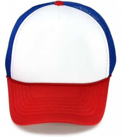 Baseball Caps Youth Mesh Trucker Cap - Adjustable Hat (S- M Sizes) - Red/White/Blue - CU17AZ7XG6R