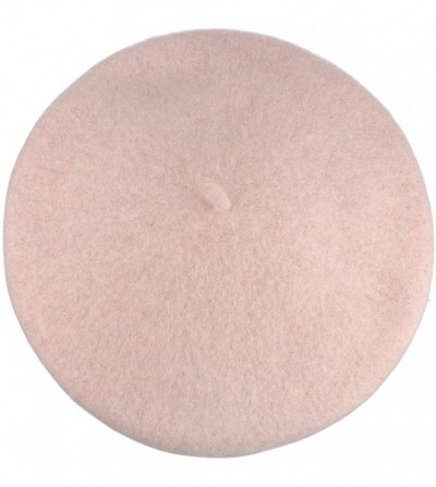 Berets French Style Lightweight Casual Classic Solid Color Wool Beret - Blush - CE18H9N4TEY