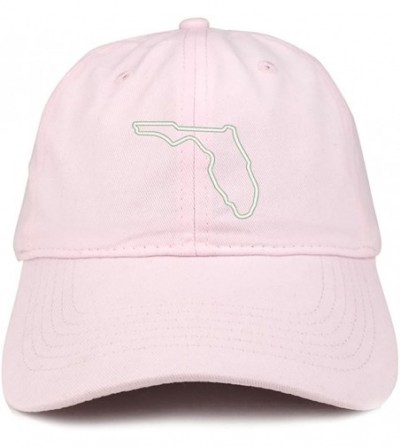 Baseball Caps Florida State Outline State Embroidered Cotton Dad Hat - Lt-pink - CI18G62S6RW