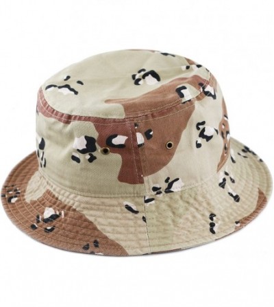 Bucket Hats Unisex 100% Cotton Packable Summer Travel Bucket Beach Sun Hat - Desert Camo - C417XW9L5G0