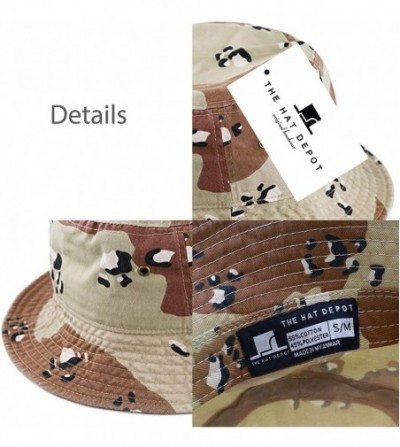 Bucket Hats Unisex 100% Cotton Packable Summer Travel Bucket Beach Sun Hat - Desert Camo - C417XW9L5G0