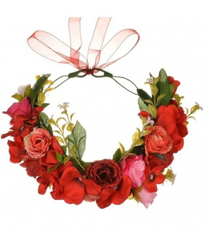 Headbands Maternity Woodland Photo Shoot Peony Flower Crown Hair Wreath Wedding Headband BC44 - Style 11 Red Rose - CX188IYID8D
