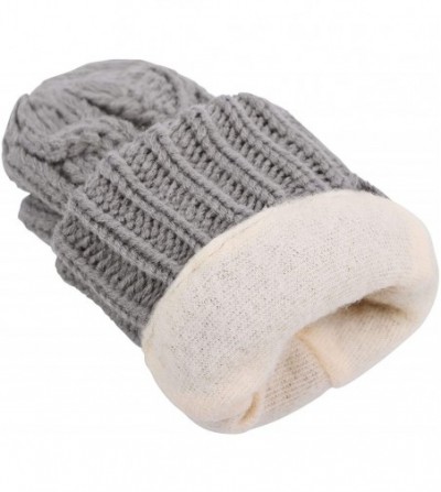 Skullies & Beanies Adult Women's 3 Piece Winter Set - Pompom Beanie Hat- Scarf- Mittens - Grey Tassels Glove W/ Lined - CC18H...